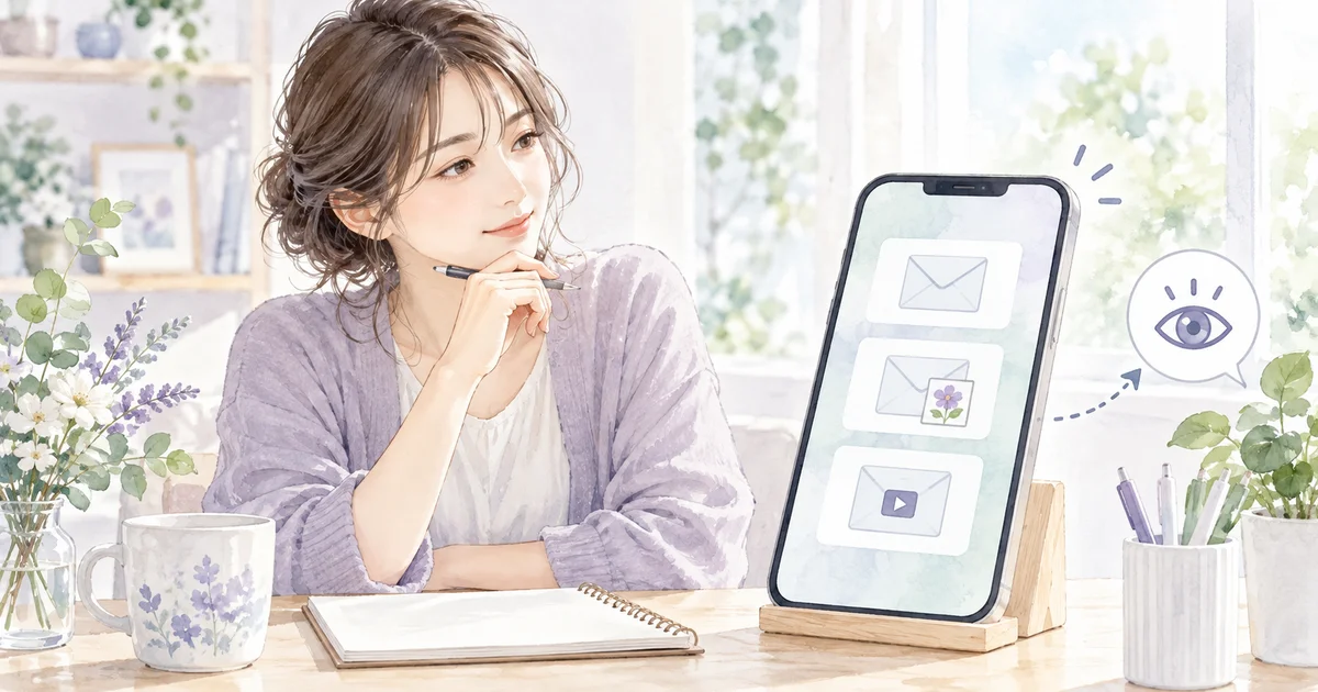 画像付き・動画付きのメッセージと閲覧の状態を区別するイラスト