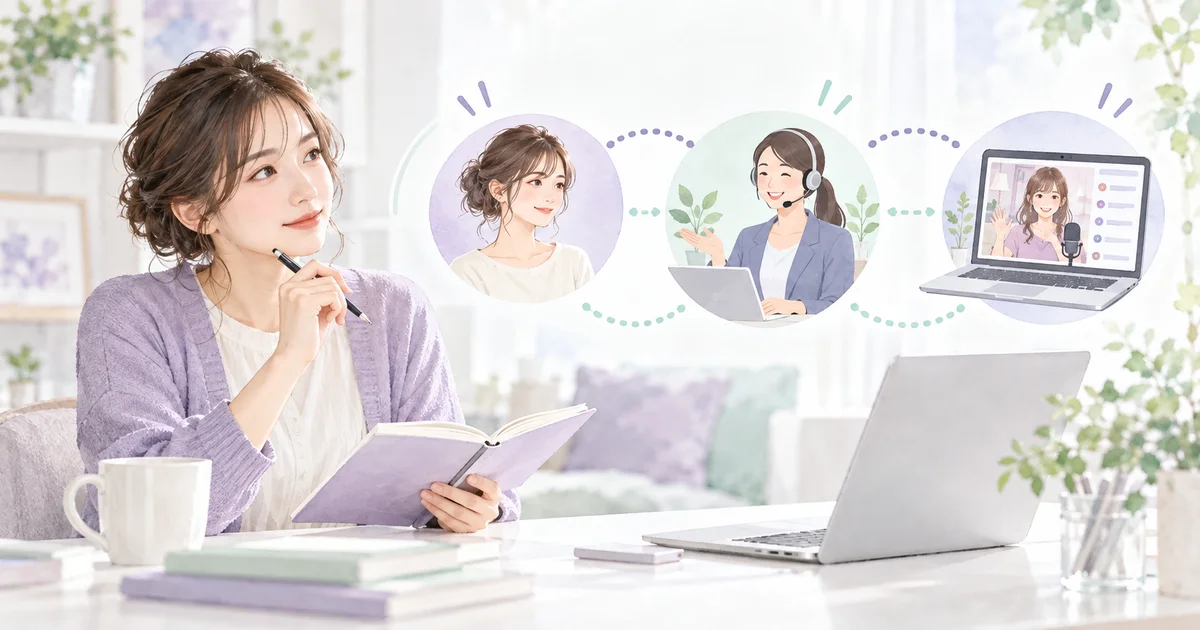 応募者、サポート窓口、配信サービスの関係を図で確認するイラスト
